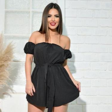 Imagem de Macacão Feminino Ombro Caído Ciganinha Luxuoso Soltinho Luxo Macaquinh