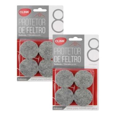 Imagem de Protetor de Feltro Redondo Adesivo Móveis Clink Kit 16 Peças 4,2cm