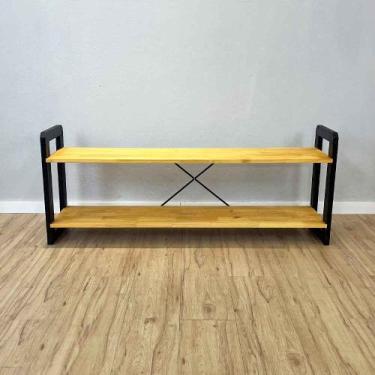 Imagem de Rack de TV de Madeira Pinus Linea Nozes e Preto - ArtFactory Design