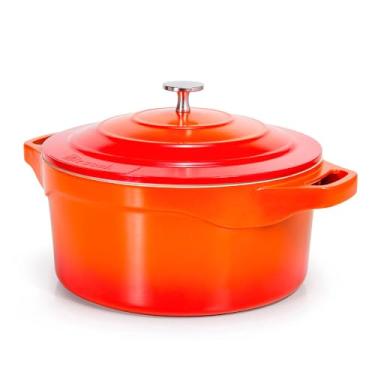 Imagem de LE COOK Panela Caçarola Premier 20cm Cerâmica Antiaderente Laranja com Alças de Silicone e Tampa Inox Cozinha Saudável e Sofisticada Compatível com Forno e Fogão Linha Premium