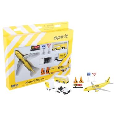 Imagem de Daron Spirit Airlines Airport Playset with Die-Cast Metal Model Airplane with Plastic Parts, Cars and Transportation Toys for Kids Ages 3+