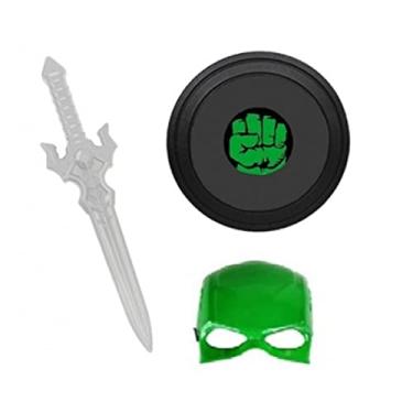 Imagem de Fantasias Carol GI - Kit de Brinquedo Acessórios Máscara, Espada, Escudo Super Heróis Capitão América Criança Único Plástico Resistente Atóxico