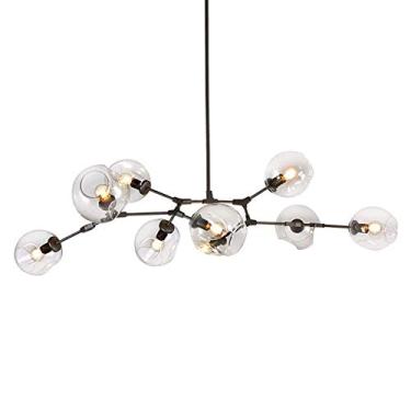 Imagem de Lustres, Lustre Industrial Moderno, Luminária Pendente Ajustável de Teto Dourado 3S Moderna para Cozinha Sala de Estar Quarto/Transparente./8S