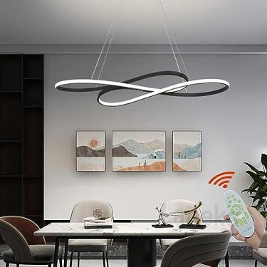 Imagem de Lustre pendente de LED regulável com controle remoto, luminária de teto moderna embutida para sala de jantar, cozinha, ilha, sala de estar, escritório, corredor, quarto, decoração de cafeter