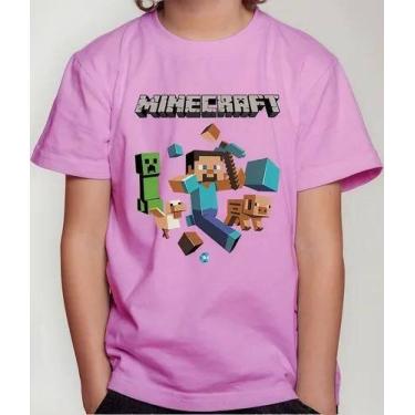 Imagem de Camisa Camiseta Juvenil Infantil Menino Menina Gamer Blocos Mine Roupa