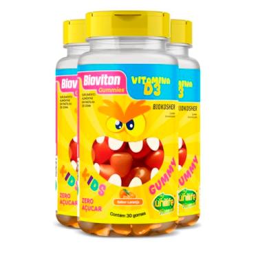 Imagem de Kit 3 Gummy Kids Vitamina D3 Unilife 30 gomas Laranja