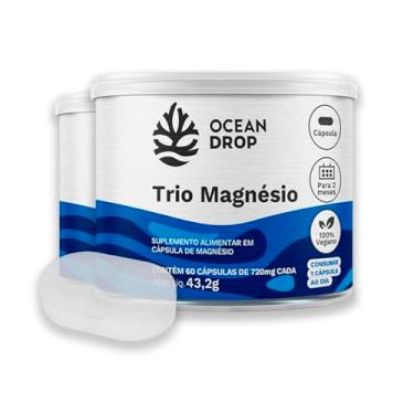 Imagem de Kit 2 Trio Magnésio Ocean Drop Vegano 60 Cápsulas + Porta Cápsulas