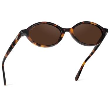 Imagem de Óculos de sol WMP – Óculos de sol ovais modernos femininos: armação retrô pequena, estilo Y2K dos anos 90, perfeitos para uso diário, Tartaruga marrom/lente marrom escuro, One Size