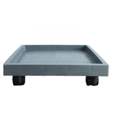 Imagem de 5JJJLOOOPP Bandeja de plantador de mão pesada com 2 bandejas quadradas bandeja de servir quadrada carrinho de plantador resistente com pagamento de roda (590 mm, cinza escuro) (cinza escuro 360 mm)