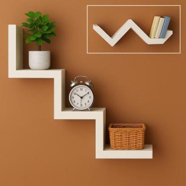 Imagem de Prateleira Nicho Zig Zag MDF Decorativa Multiuso Porta Livros - AQUI D