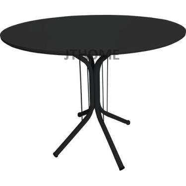 Imagem de Mesa Jantar 70cm Redonda preta Mdf Base 4 Apoio Isa - jthome