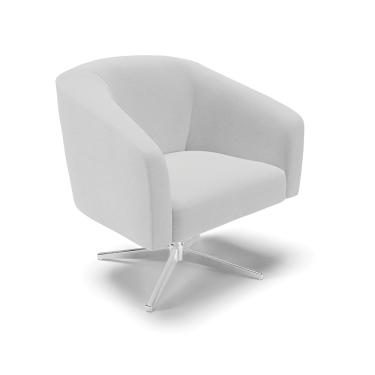 Imagem de Poltrona Decorativa Giratória Cromada Stella Linho Cinza Claro D03 - D'Rossi