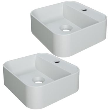 Imagem de Kit 02 Cubas de Apoio Quadrada Para Banheiro Lavabo C01 QA31W Cinza Matte Fosca - Lyam