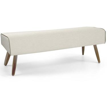 Imagem de Recamier Decorativo com Pés de Madeira Viseo D02 120 cm Linho Bege B-172 - Lyam Decor