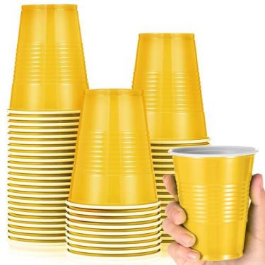 Imagem de Copos de plástico Uiifan 9 onças descartáveis para beber amarelos (50 