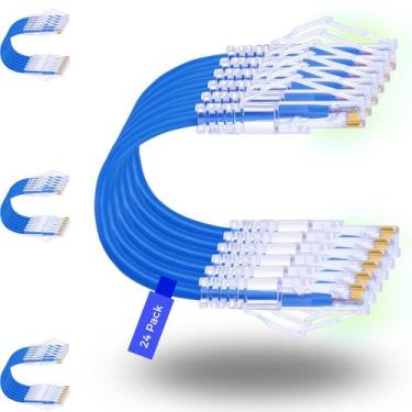 Imagem de Cabos de conexão Ethernet Rapink Cat6a 0,15 m, pacote com 24 unidades,