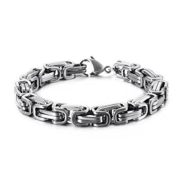 Imagem de Azubpi Pulseira masculina de corrente bizantina, aço inoxidável, 316L, resistente, estilo punk gótico