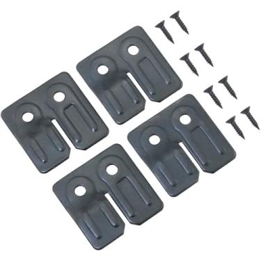 Imagem de FMHXG 4 peças acessórios de ferragens de folha de mesa de jantar fivelas de nivelamento 8 parafusos 3,8 x 3,8 x 1,8 cm placas de ferro retas para fixadores de conexão de gaveta