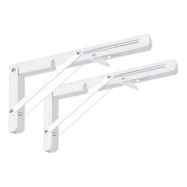 Imagem de Kit 2 Suportes Mão Francesa Dobrável 20cm Aço Reforçado Prateleira Bancada