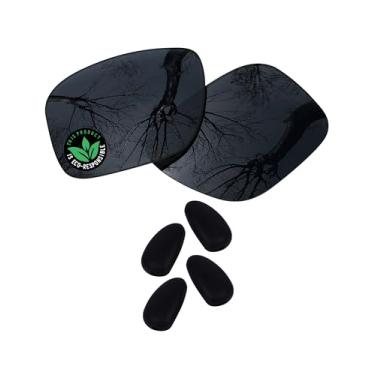 Imagem de Raydi Lentes de reposição de policarbonato e protetores de nariz para óculos de sol Maui Jim Red Sands - preto sólido - polarizado