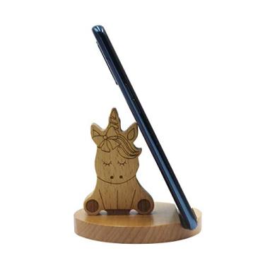 Imagem de Amamcy Cute Unicorn Cellphone Holder Stand Wooden Smartphone Desk Holder for Mobile Phones Animal Phone Stand Desk Ornament