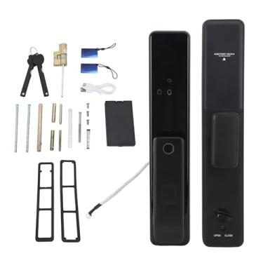 Imagem de Bloqueio de entrada inteligente sem chave com senha de impressão digital cartão IC chave mecânica desbloqueio de telefone celular ABS eletrônico trava de segurança para porta doméstica desbloqueio