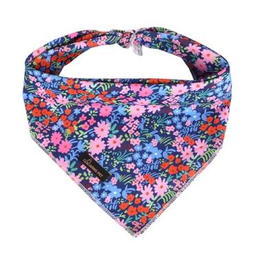 Imagem de ARING PET Bandanas florais para cães, azul, rosa, flores laranjas, cachecol bandana para animais de estimação, babadores triangulares para filhotes, pequenos, médios, grandes, meninos, meninas, gatos