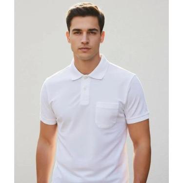 Imagem de Camisa Polo Piquet Masculina Básica Branca - Kevland, XGG, Branco