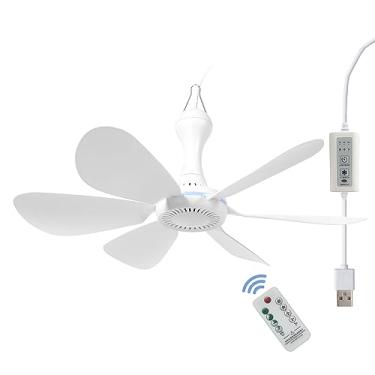 Imagem de Operado por bateria, alimentado por USB Mini pequeno ventilador de teto silencioso acampamento opcional, velocidade, remoto emergência portátil para pendurar ao ar livre Gazebo Canopy Dorm Ventiladores silenciosos para crescer barracas, caminhadas, interrupções (ventilador de teto USB (velocidade, c