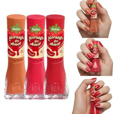 Imagem de Kit 6 Esmaltes Dailus Coleção Morango do Amor Esmalte Com Cheirinho (Kit 3 Esmaltes)