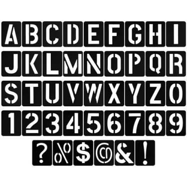 Imagem de 42 peças de estênceis de letras para pintura, design interligado para projetos de arte DIY