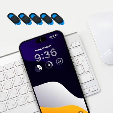 Imagem de Capa para webcam, capa de privacidade para câmera para laptop/celular/iPad/PC/tablet, proteja sua privacidade e segurança, 5 peças, preta