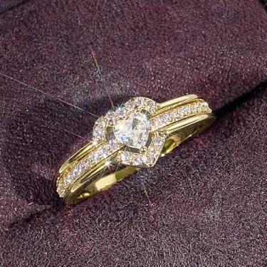 Imagem de Aliança de casamento romântica para mulheres adoram joias com zircônia cúbica brilhante para noivado, 6, Latão, Zircônia cúbica