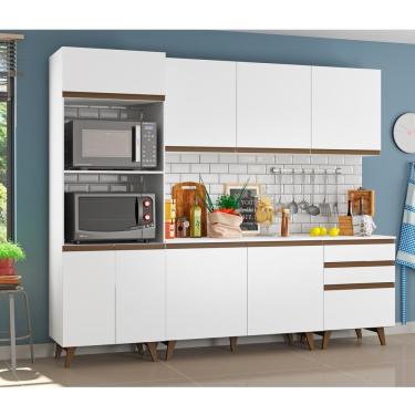 Imagem de Cozinha Reims com Balcão 8 Portas 3 Gavetas Branco Madesa