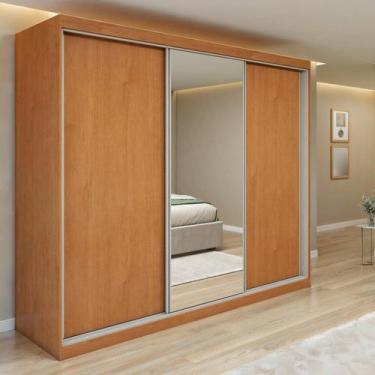 Imagem de Guarda Roupa com Porta de Correr Alonzo 3 Portas 1 Porta Glass 4 Gavet