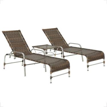 Imagem de Kit Espreguiçadeiras Catar e Mesa Garden Confortável Para Piscina Tram