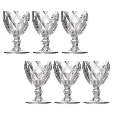 Imagem de Conjunto 6 Taças Vinho Água Diamante Clear Vidro Class Home