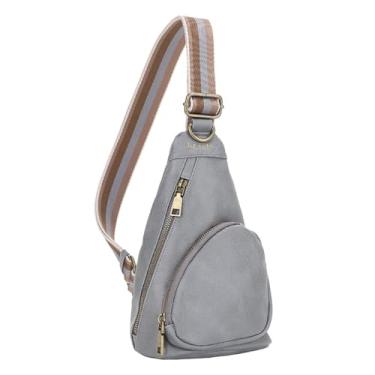 Imagem de Liz Soto Lori Sling Bag for Women - Bolsa de peito para mulheres, bolsa tiracolo de couro vegano, bolsa pequena, Cinza, Lori