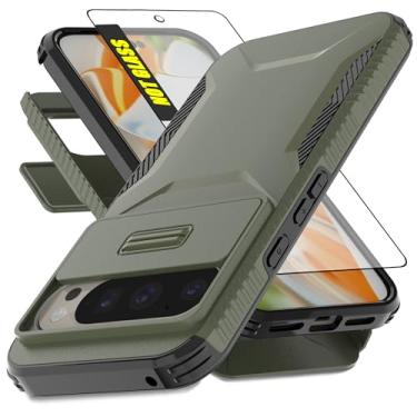 Imagem de AWZHYDT Capa para Google Pixel 10 e 10 Pro/Capa para Pixel 9 e 9 Pro | Capa de câmera deslizante integrada e protetor de tela [2 em 1] Capas protetoras resistentes à prova de choque (16 cm/verde