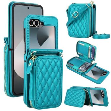 Imagem de Asuwish Capa de celular para Samsung Galaxy Z Flip 6/Z Flip 7 FE 5G Capa de celular carteira com cordão de pulso alça transversal suporte de bloqueio RFID compartimento para cartão de crédito Z6 G