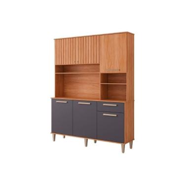 Imagem de Kit De Cozinha Compacta Mila 6 Portas 1 Gaveta E 4 Nichos Cinamomo-titanium - Mgm