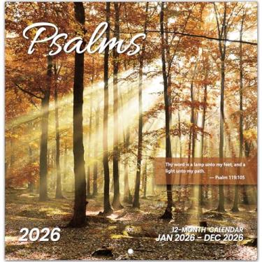 Imagem de Calendário 2026, calendário mensal de salmos de parede 2026 funciona de novembro de 2025 a dezembro de 2026, calendário de parede suspenso, aberto de 29,5 cm x 61 cm, layout de página inteira para