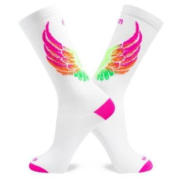 Imagem de Meia feminina cano médio elástico corrida bike crosffit Asas - Rikam, 