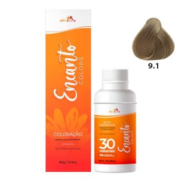 Imagem de Beleza Ruiva – Kit Encanto Colors 9.1 e Oxigenada 30vol 9% | Coloração Louro Muito Claro Cinza 60g | Ruivo Doce de Leite Muito Claro com Brilho, Maciez e Resultado Profissional