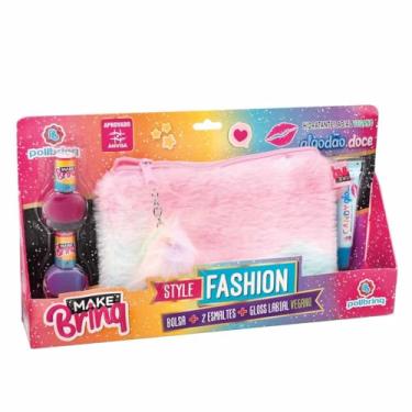 Imagem de Bolsa Plush Fashion com Esmalte e Gloss Vegano Infantil Menina Kit Maquiagem Crianca