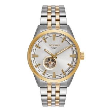 Imagem de Relógio Seculus Masculino Ref: 44329gpsvba2 Automático Open Heart Bicolor