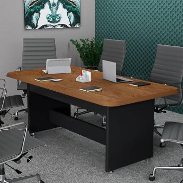 Imagem de Mesa De Reunião Office Executivo Para 6 Lugares Tampo Amadeirado