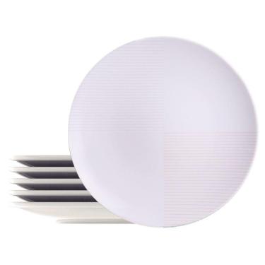 Imagem de Kit Prato Raso Tramontina Grid Em Porcelana 28 Cm 06 Peças Tramontina