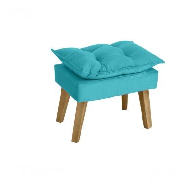 Imagem de Puff Banqueta Decorativa Glamour Com Pés Quadrado Azul Turquesa