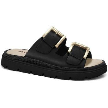 Imagem de Papete Comfortflex Metalizada Feminino 2446402, Preto, Black, 35